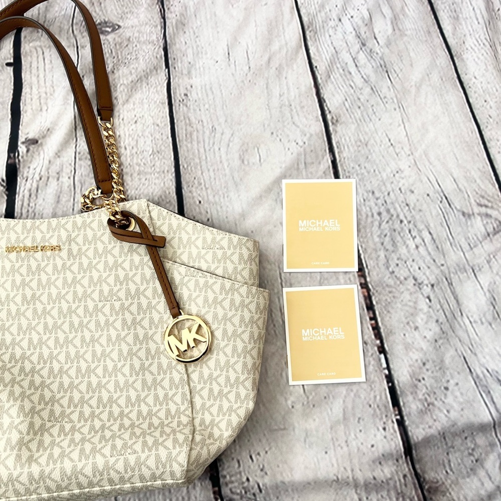NWOT MICHAEL KORS Jet Set Large Signature Logo Shoulder Bag and wallet - Picture 5 of 14